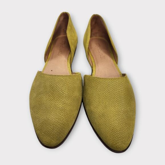 Madewell Womens Marisa D’Orsay Lizard Embossed Green Suede Flats Size 8 - Picture 3 of 7